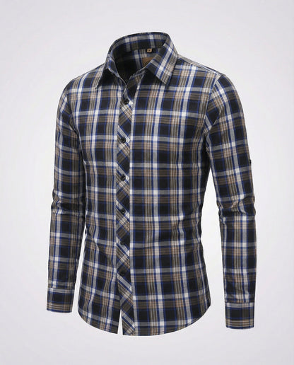 Camicia Uomo Casual Quadri Taglio Slim