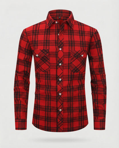 Camicia Uomo Manica Lunga Fantasia Quadri Collo Kent