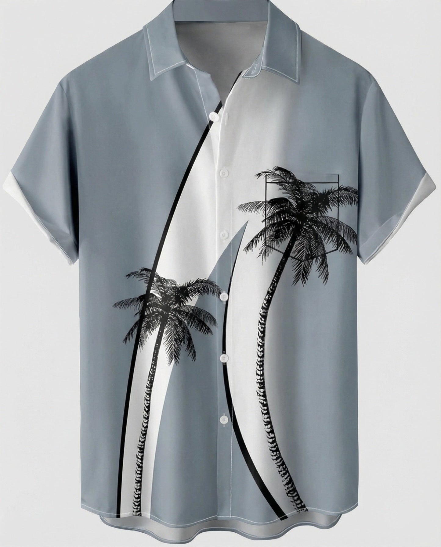 Camicia Uomo Manica Corta Cotone Stampa Palme