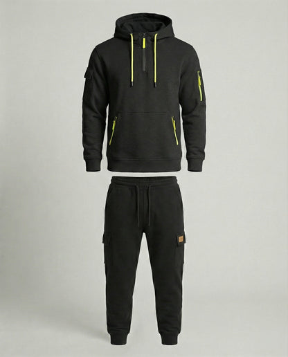 Completo Uomo Felpa con Cappuccio e Pantaloni Sportivi Tecnici