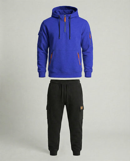 Completo Uomo Felpa con Cappuccio e Pantaloni Sportivi Tecnici