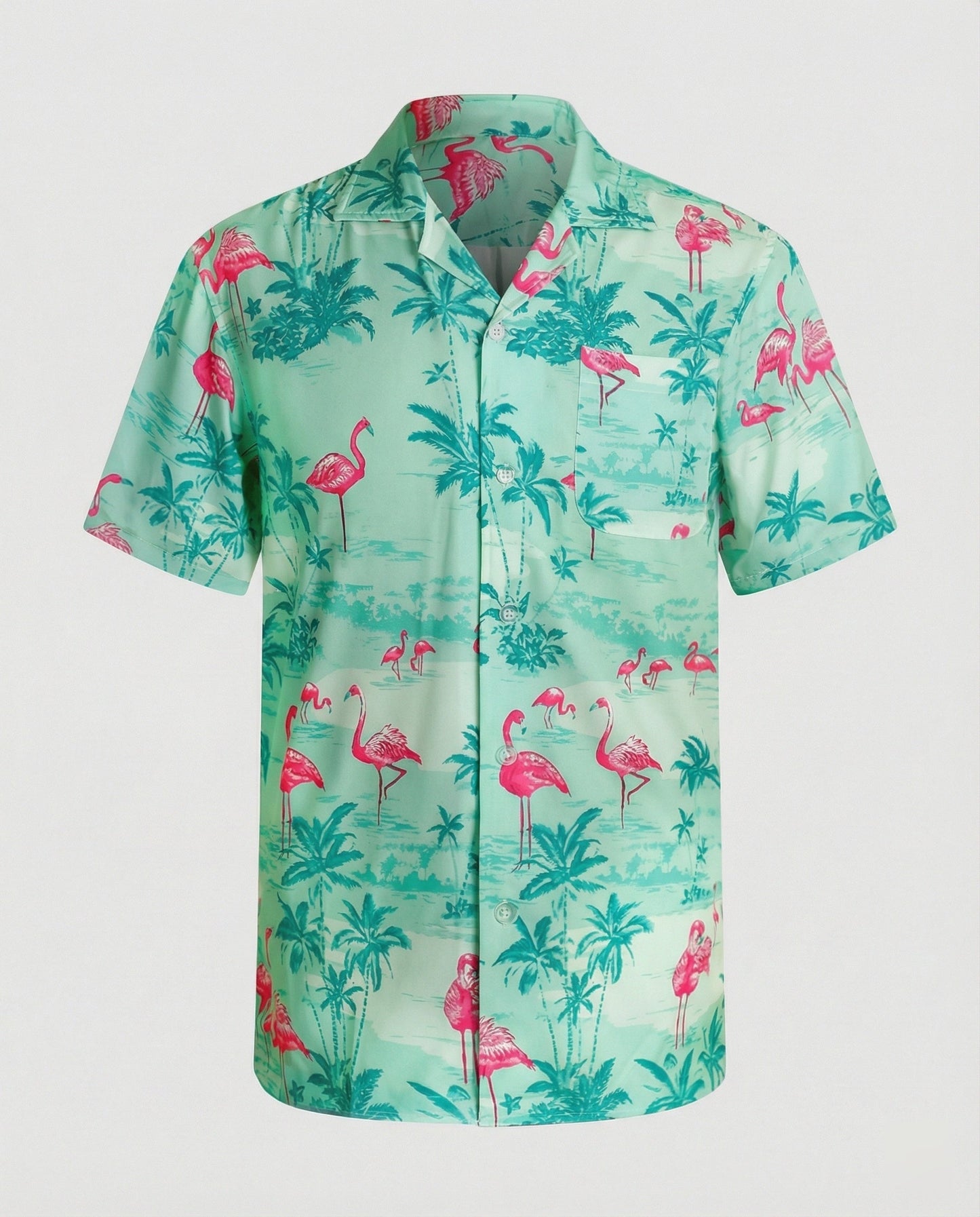 Camicia Uomo Manica Corta Cotone Stampa Palme