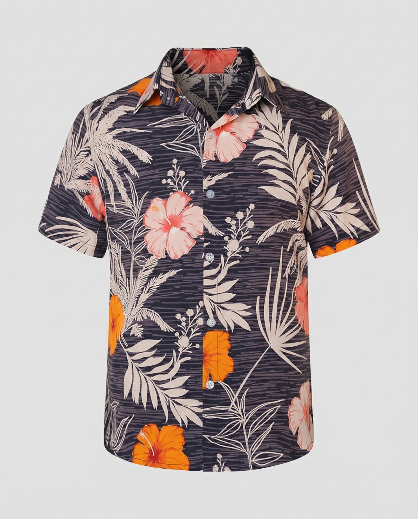 Camicia Uomo Manica Corta Cotone Stampa Palme