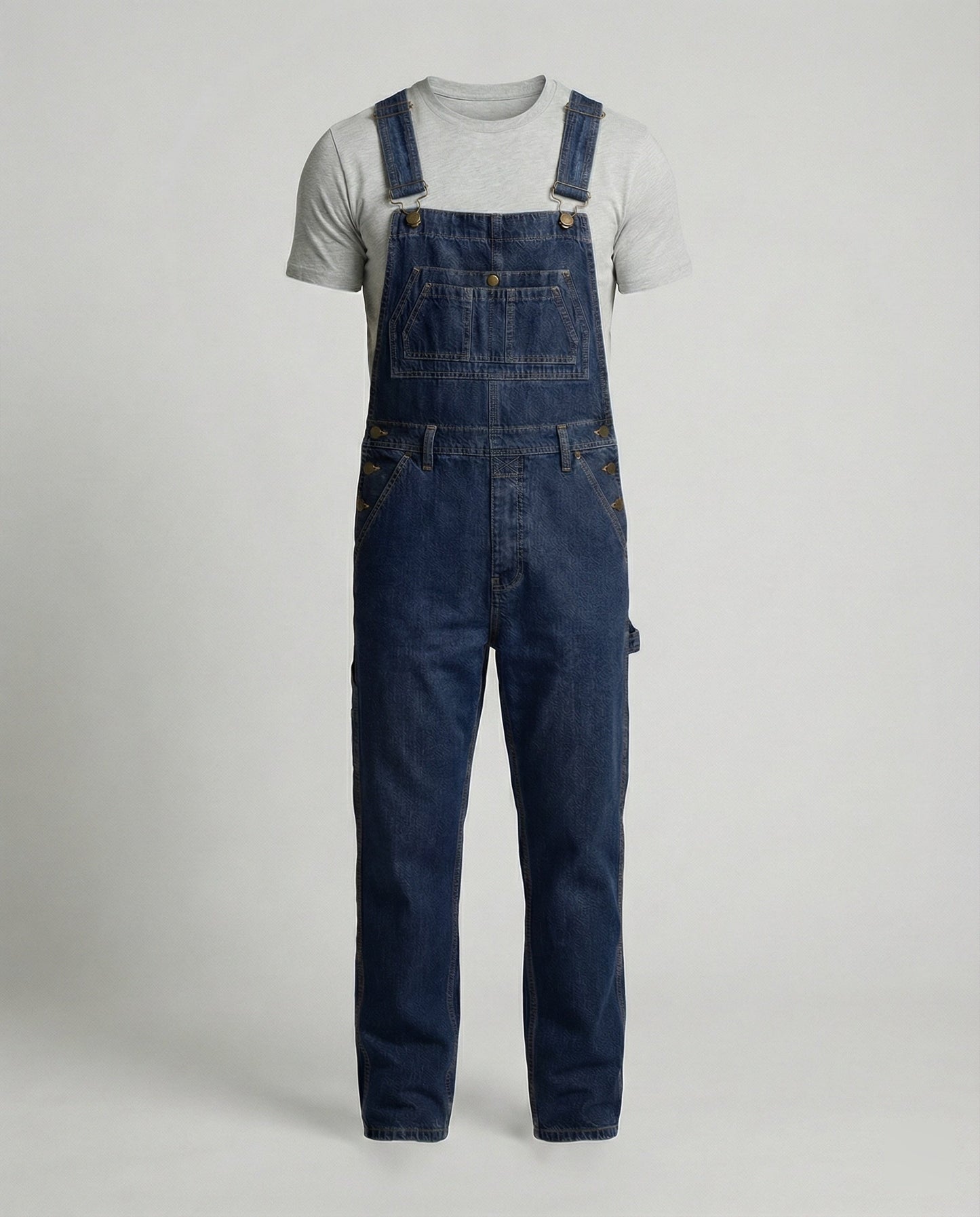 Pantaloni Salopette Uomo Jeans Taglio Largo