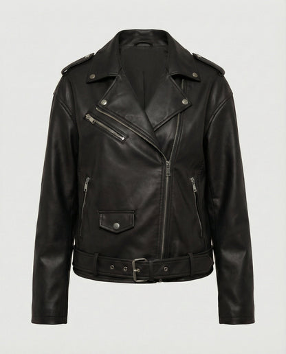Giacca Biker Donna con Zip Dettagliata