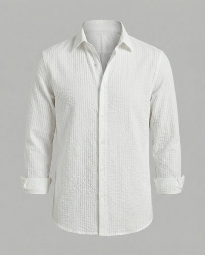 Camicia Uomo Seersucker Manica Lunga Regular Fit
