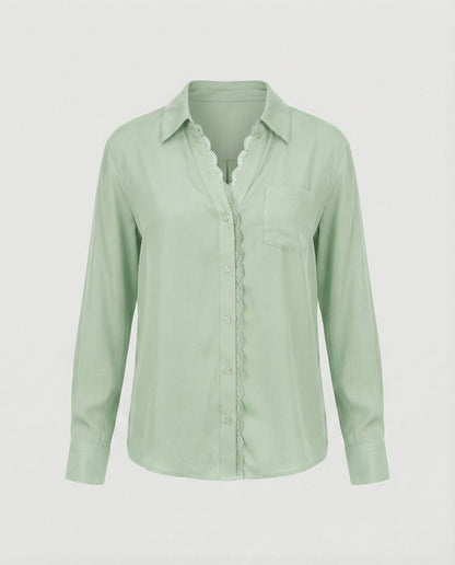 Blusa Donna con Dettagli in Pizzo Regular Fit