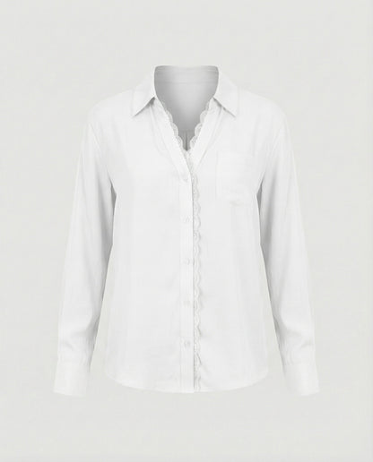 Blusa Donna con Dettagli in Pizzo Regular Fit