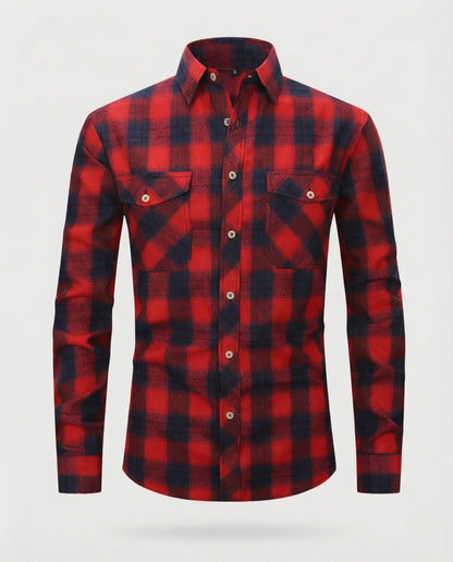 Camicia Uomo Manica Lunga Fantasia Quadri Collo Kent
