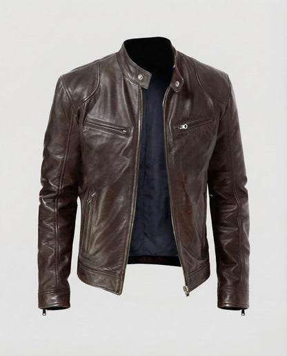 Giacca Moto Uomo in Pelle Slim Fit