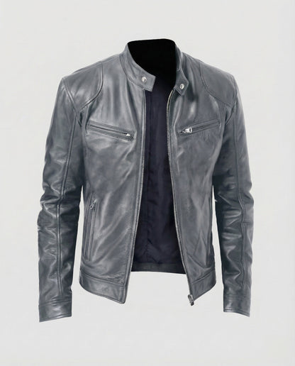Giacca Moto Uomo in Pelle Slim Fit