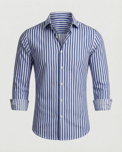 Camicia Uomo a Righe Colletto Kent Slim Fit