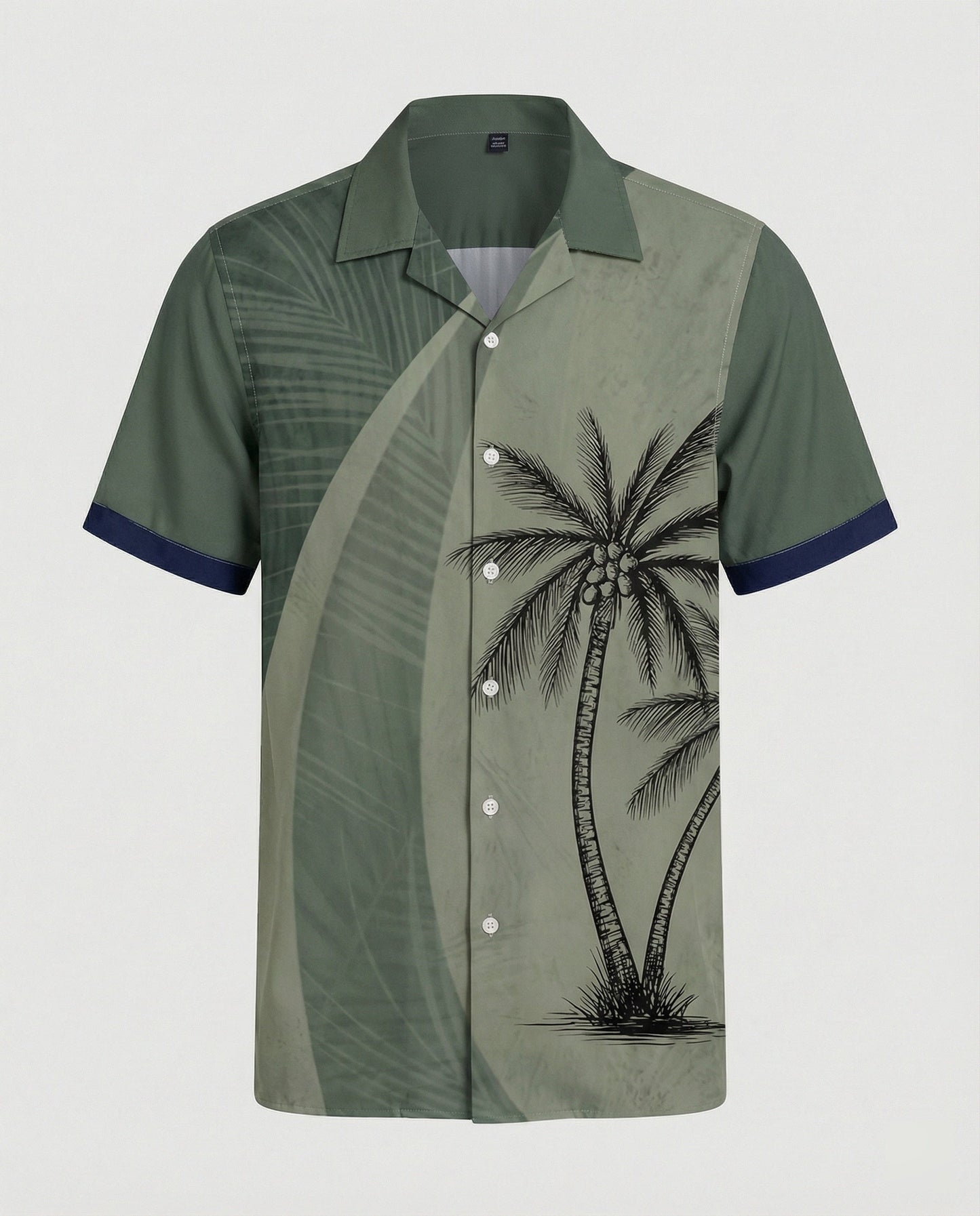 Camicia Uomo Manica Corta Cotone Stampa Palme
