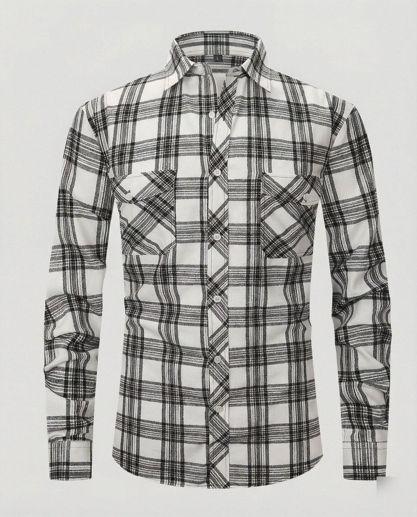 Camicia Uomo Manica Lunga Fantasia Quadri Collo Kent
