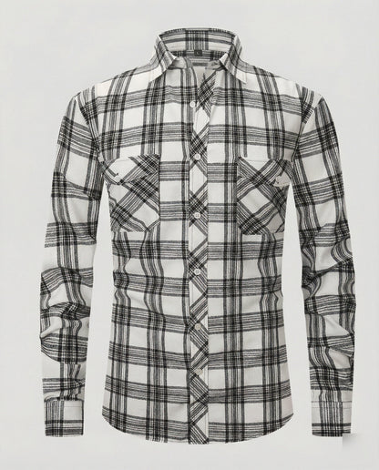 Camicia Uomo Manica Lunga Fantasia Quadri Collo Kent