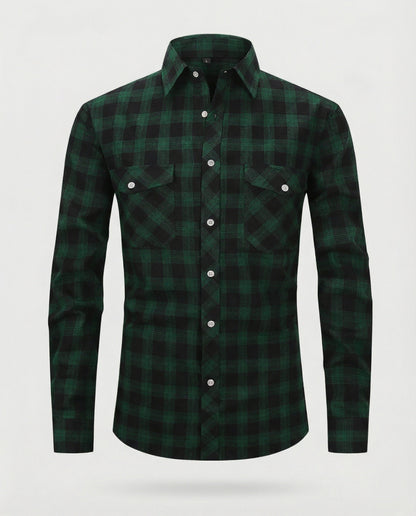Camicia Uomo Manica Lunga Fantasia Quadri Collo Kent