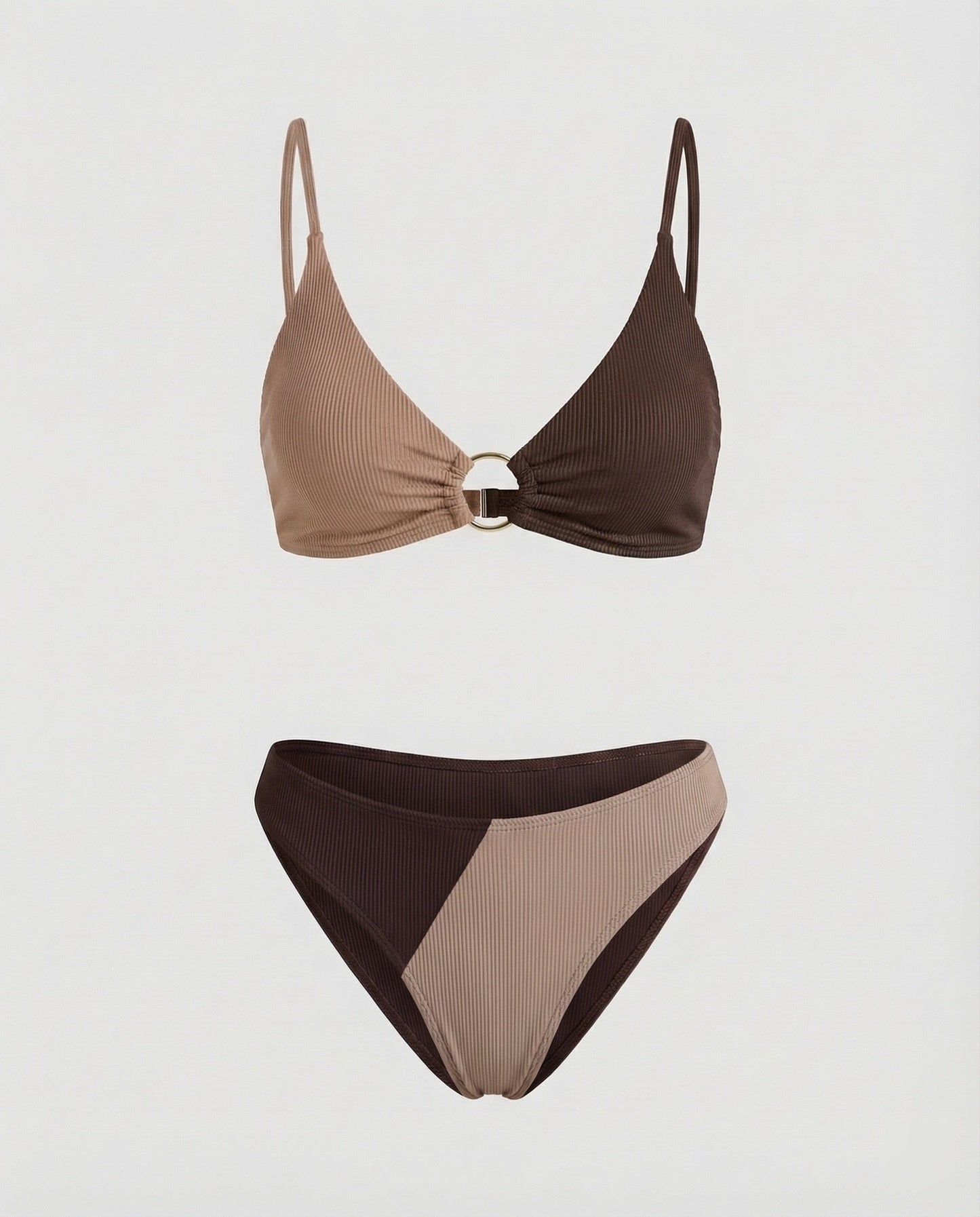 Bikini Donna in Maglia Costina con Anello Decorativo