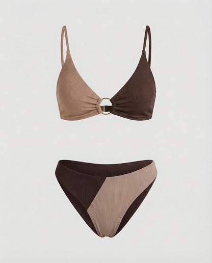 Bikini Donna in Maglia Costina con Anello Decorativo