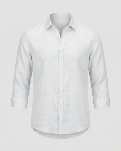 Camicia Uomo Lino Collo Coreano Manica Lunga - Brentozzi