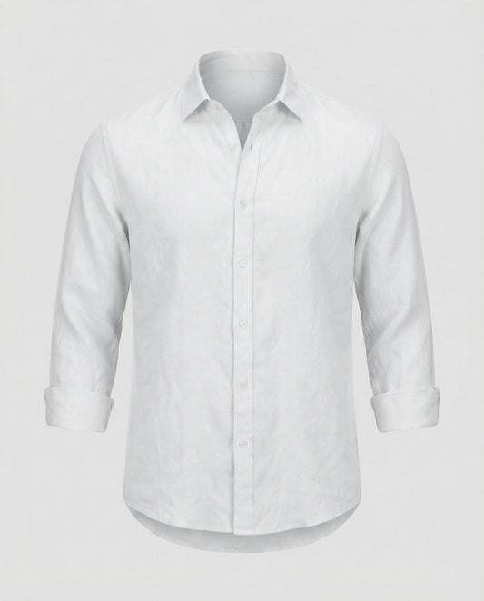 Camicia Uomo Lino Collo Coreano Manica Lunga - Brentozzi
