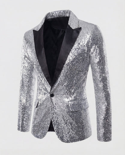 Blazer Uomo Paillettes Elegante Slim Fit