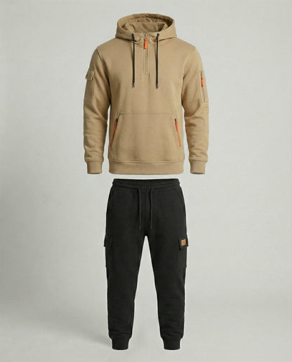 Completo Uomo Felpa con Cappuccio e Pantaloni Sportivi Tecnici