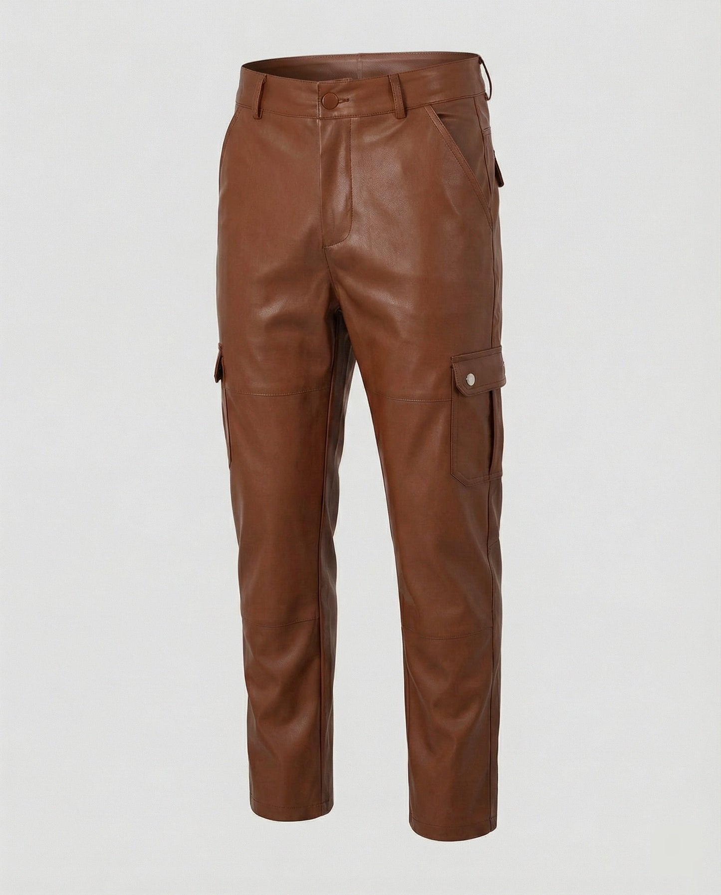 Pantaloni Cargo Uomo in Ecopelle con Tasche Laterali