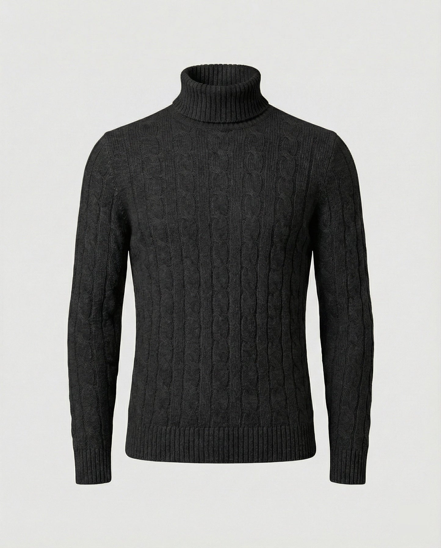 Maglione Uomo a Collo Alto in Maglia a Coste
