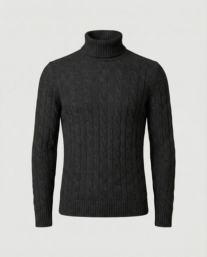 Maglione Uomo a Collo Alto in Maglia a Coste