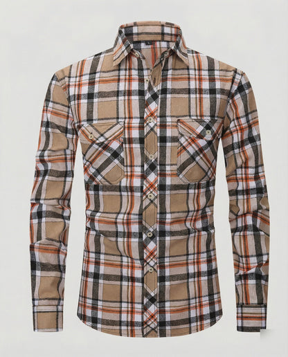 Camicia Uomo Manica Lunga Fantasia Quadri Collo Kent