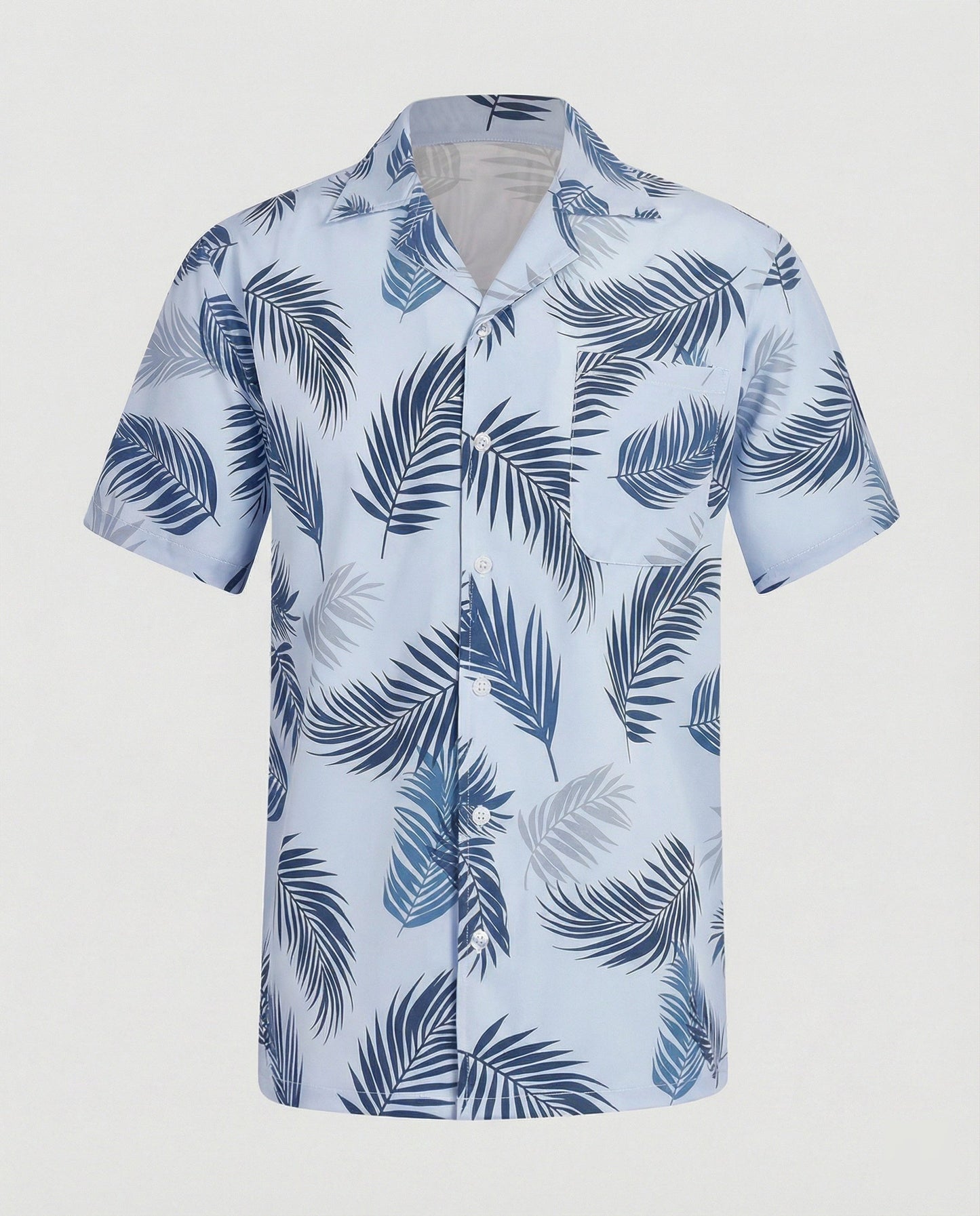 Camicia Uomo Manica Corta Cotone Stampa Palme