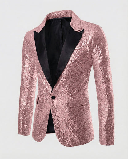 Blazer Uomo Paillettes Elegante Slim Fit