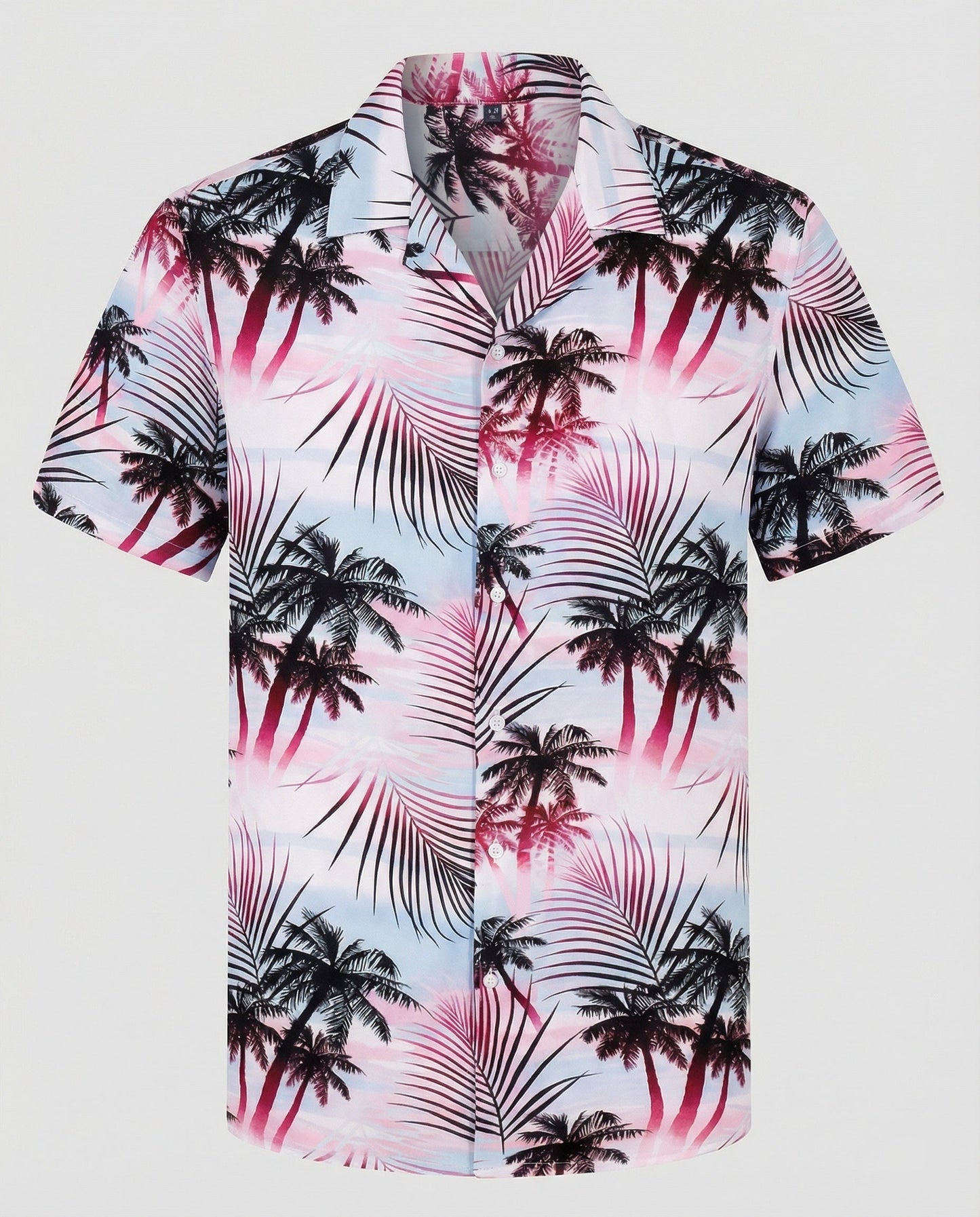 Camicia Uomo Manica Corta Cotone Stampa Palme