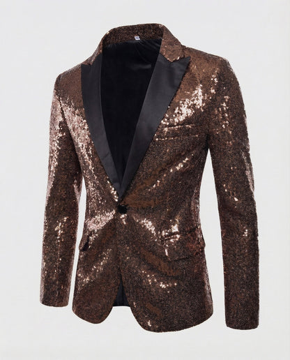 Blazer Uomo Paillettes Elegante Slim Fit