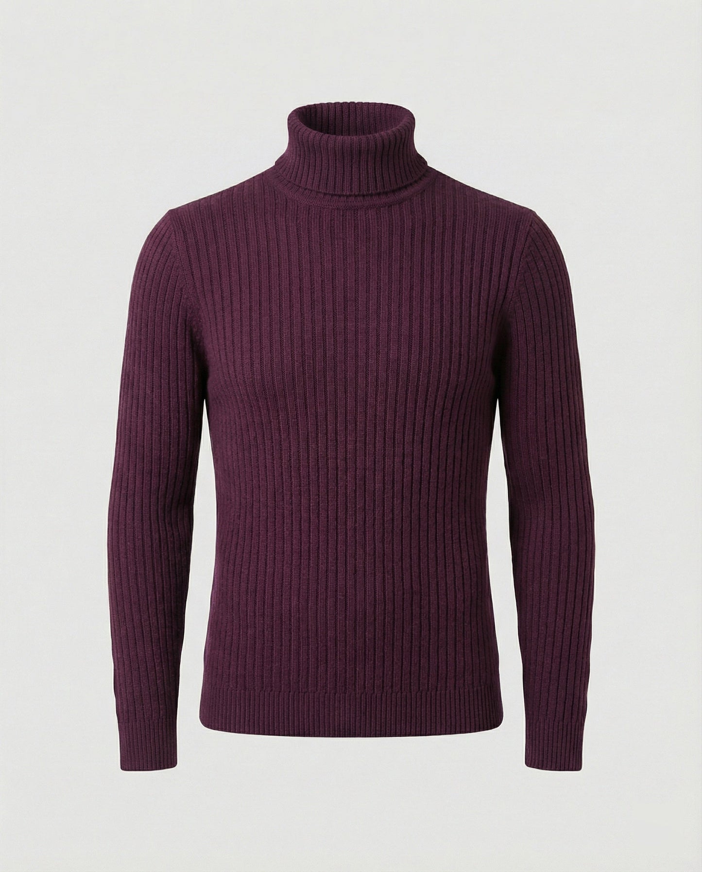 Maglione Uomo a Collo Alto in Maglia a Coste