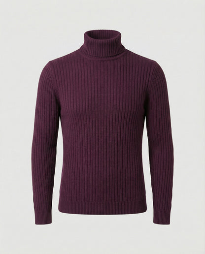 Maglione Uomo a Collo Alto in Maglia a Coste