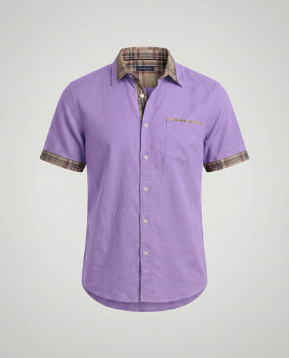 Camicia Uomo Manica Corta Fantasia Quadri Casual