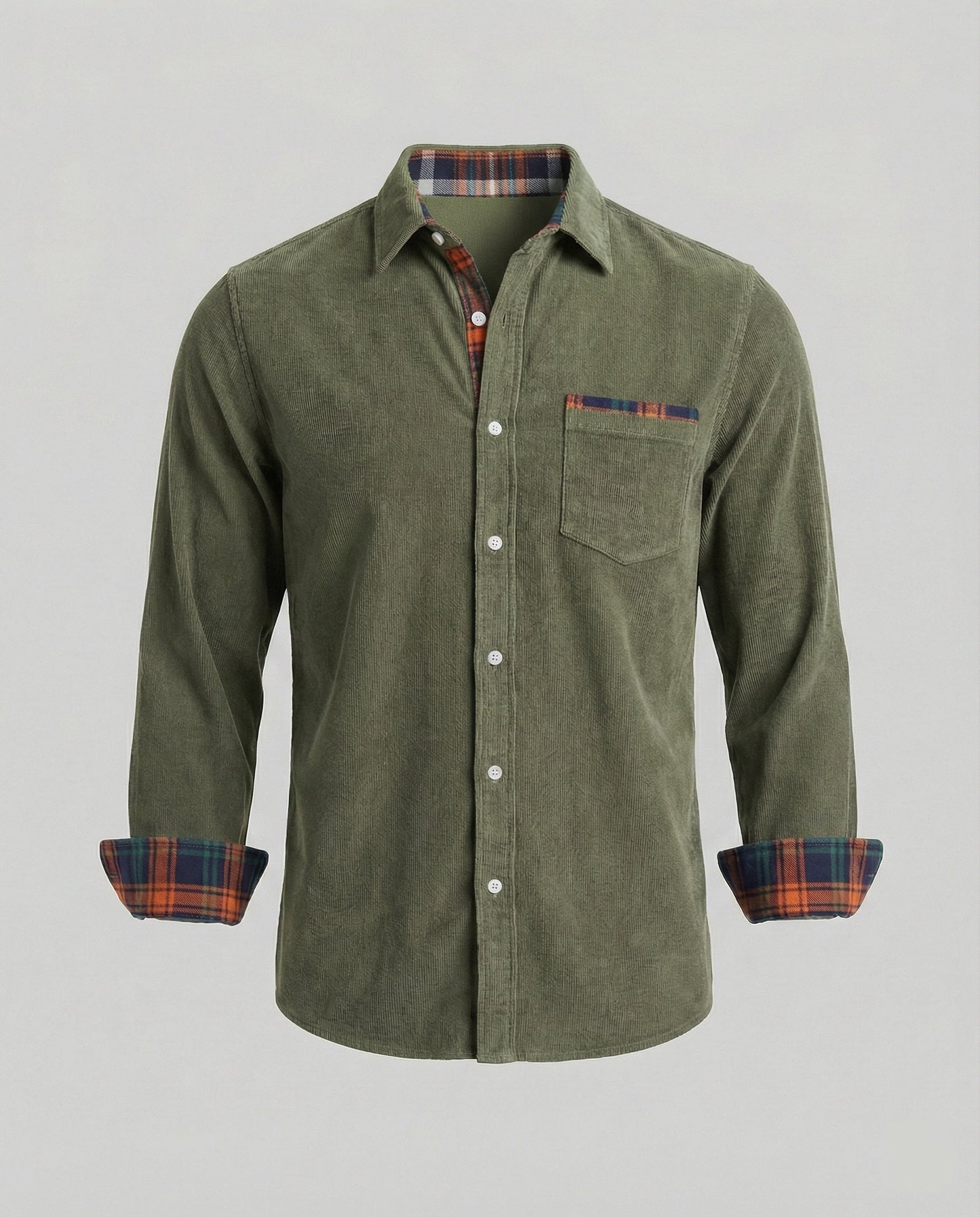 Camicia Uomo Manica Lunga Dettaglio a Contrasto