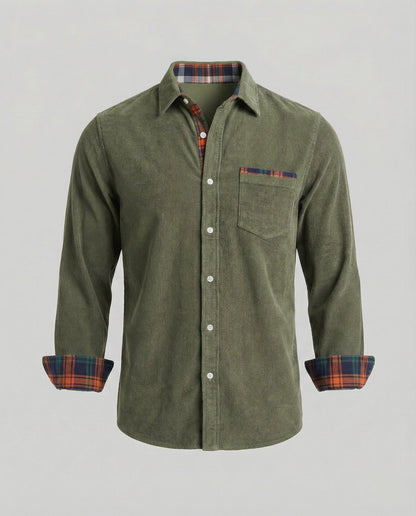 Camicia Uomo Manica Lunga Dettaglio a Contrasto