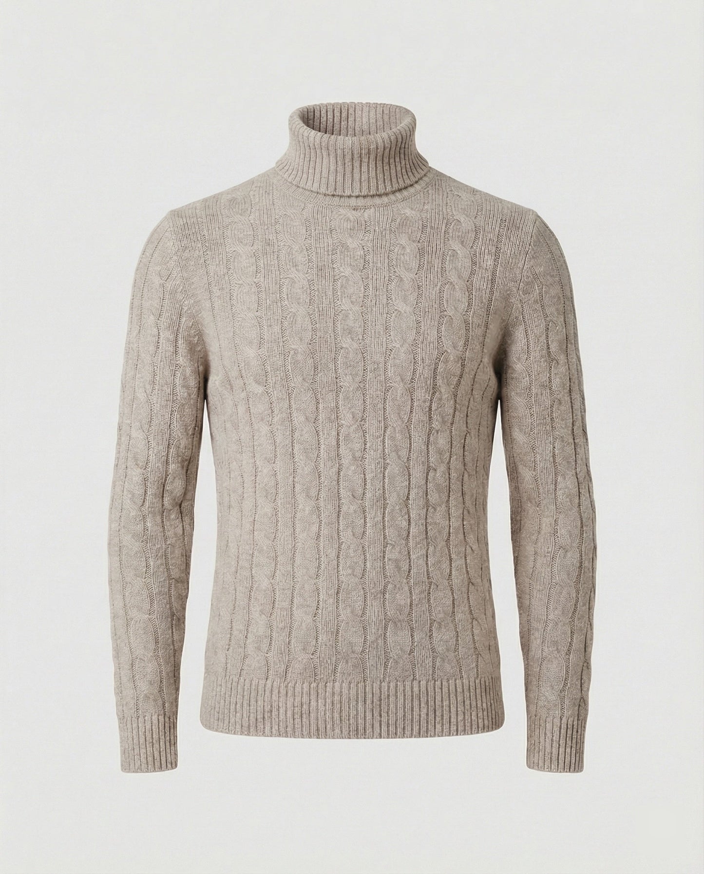 Maglione Uomo a Collo Alto in Maglia a Coste