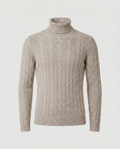 Maglione Uomo a Collo Alto in Maglia a Coste