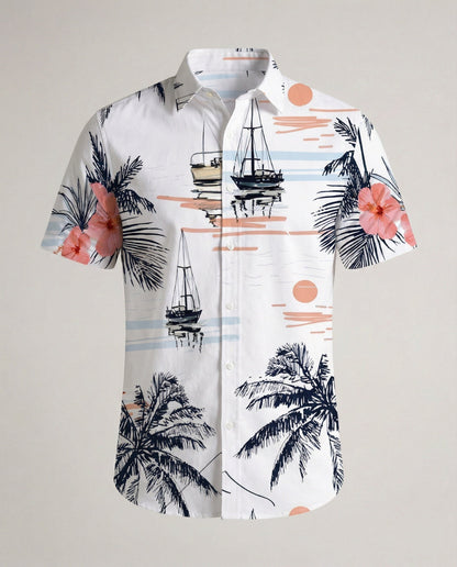 Camicia Uomo Hawaii in Viscosa Manica Corta