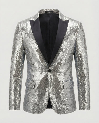 Blazer Uomo Paillettes Lucido Slim Fit