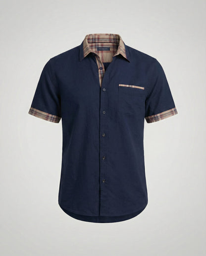 Camicia Uomo Manica Corta Fantasia Quadri Casual