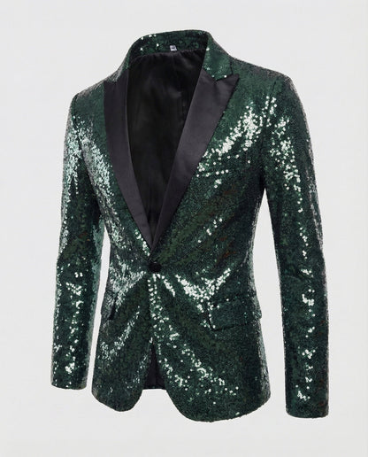 Blazer Uomo Paillettes Elegante Slim Fit