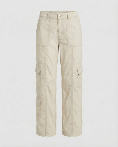 Pantaloni Cargo Donna Bassi con Cuciture Decorative