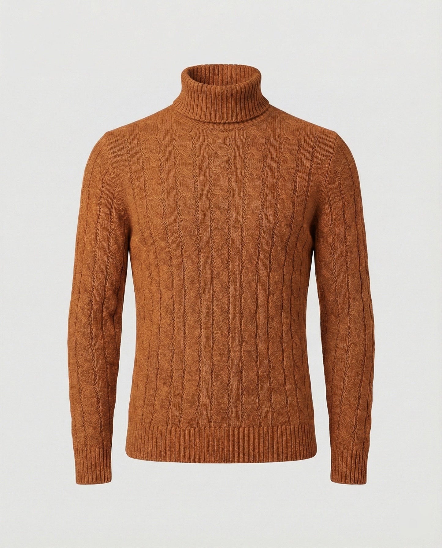 Maglione Uomo a Collo Alto in Maglia a Coste