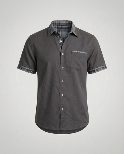 Camicia Uomo Manica Corta Fantasia Quadri Casual