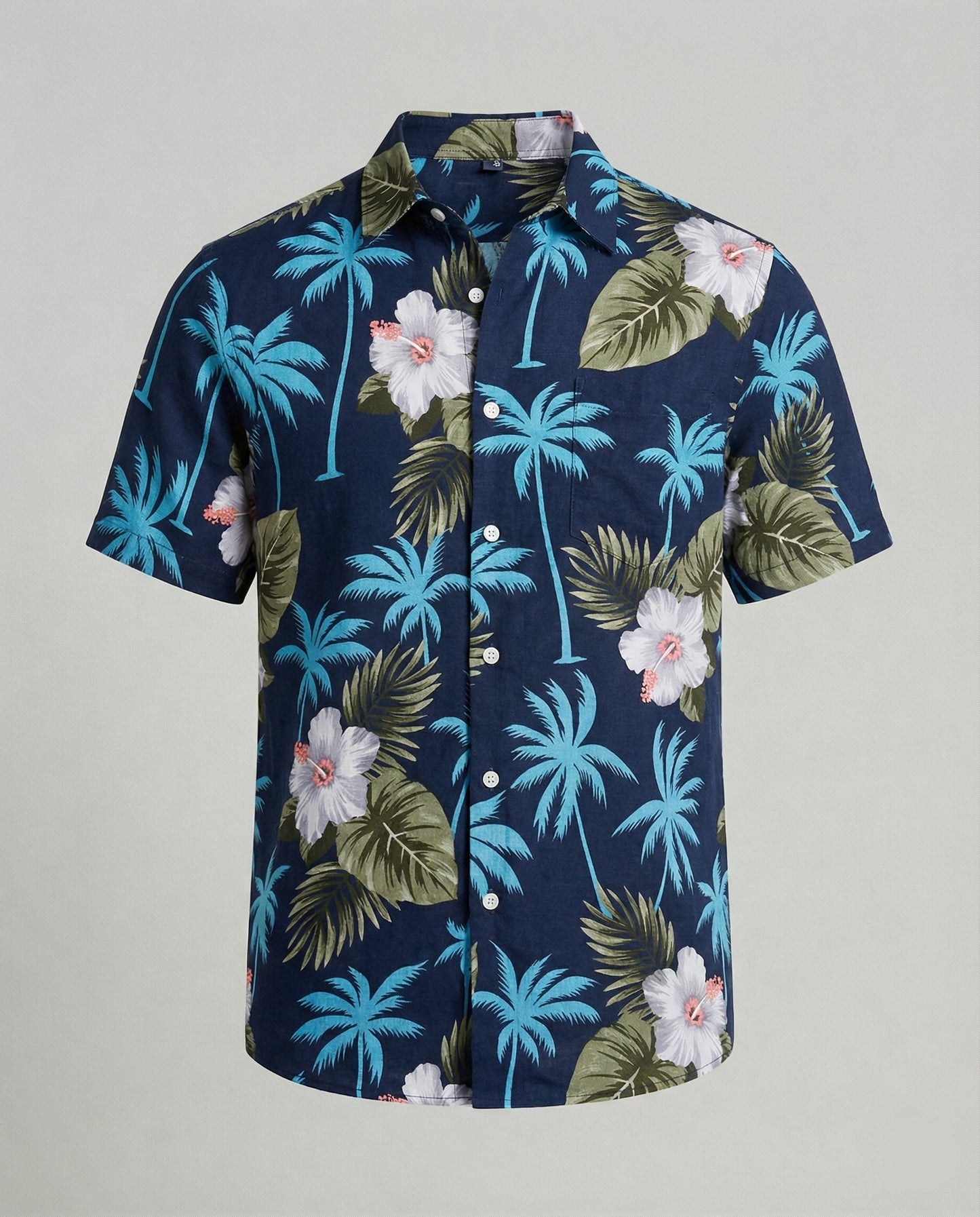 Camicia Uomo Manica Corta Cotone Stampa Palme