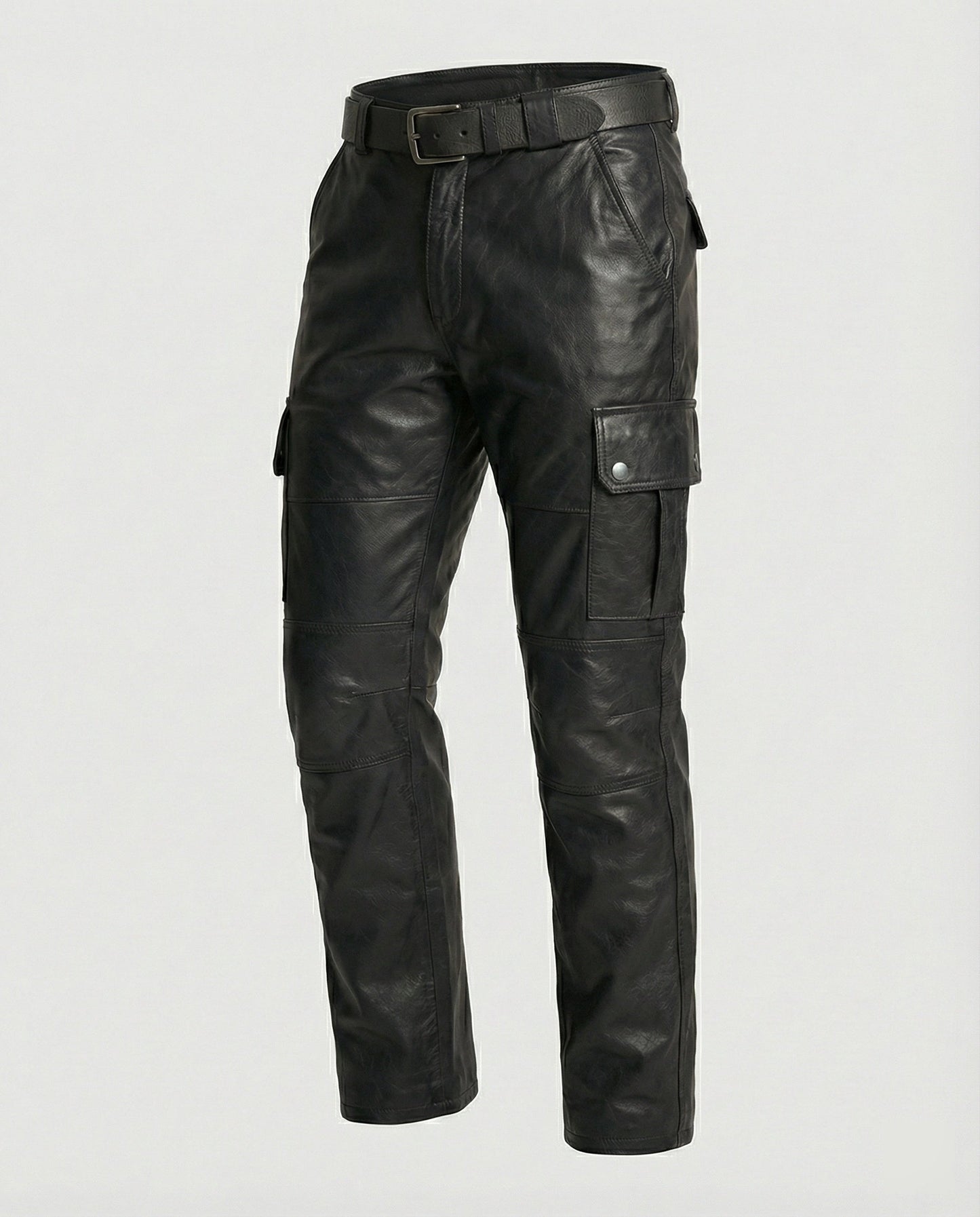 Pantaloni Cargo Uomo in Pelle con Tasche